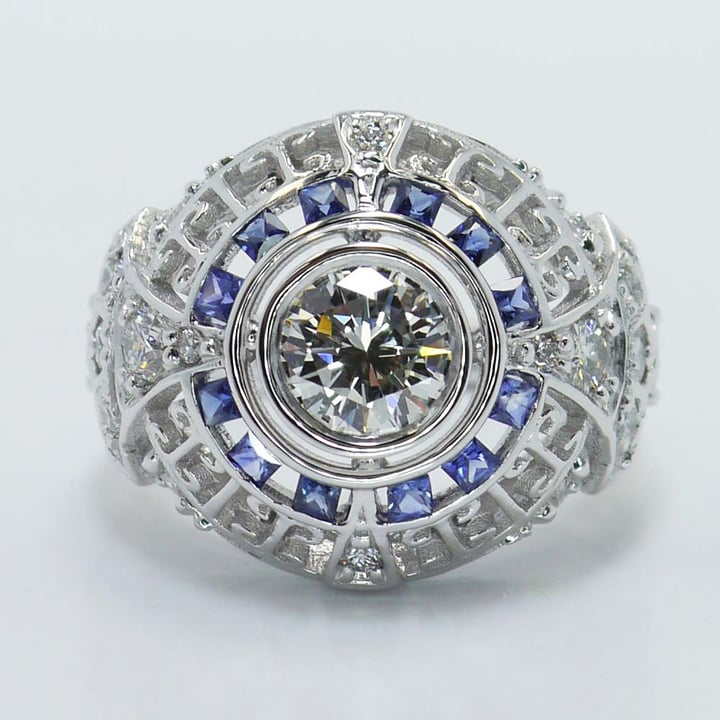 Palladium Sapphire And Diamond Engagement Ring (0.69 Carat) - small